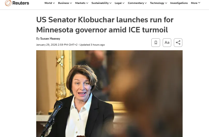 Senator Klobuchar Enters Minnesota Governor Race Amid Federal Immigration Tensions