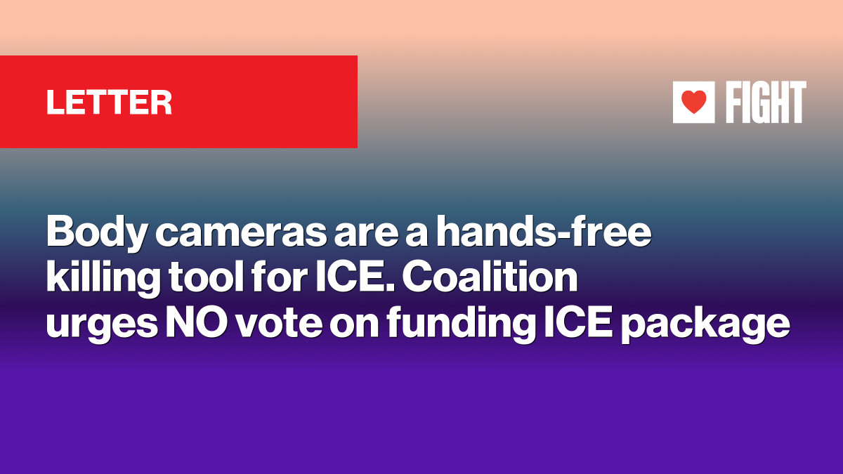 Tech Coalition Rejects ICE Body Cameras, Urges Congress to Defund Surveillance