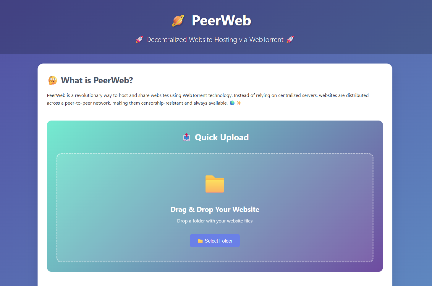 PeerWeb Launches Decentralized Hosting Using WebTorrent for Censorship Resistance