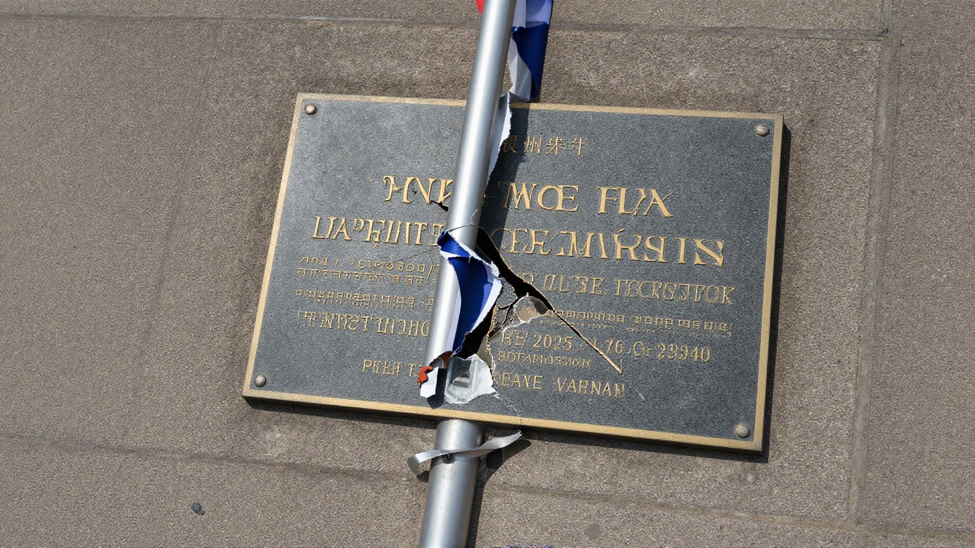 Vandalizan placa y bandera de la plaza Palestina en Temuco