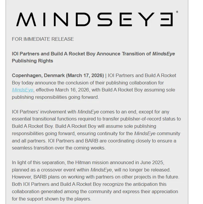 IO Interactive Cuts Ties with MindsEye, Cancels Hitman DLC
