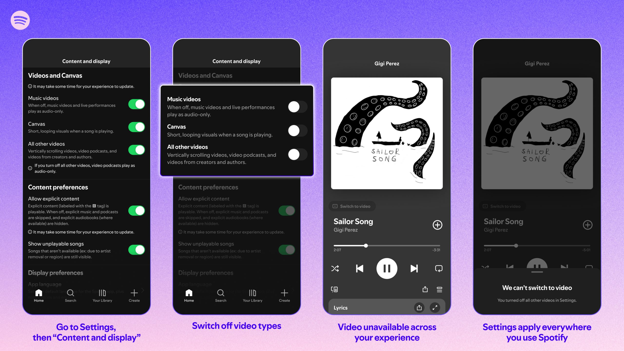 Spotify Launches New Video Controls, Allowing Users to Disable Music and Podcast Videos