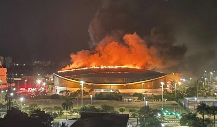 Fire damages roof of Olympic Velodrome in Rio de Janeiro