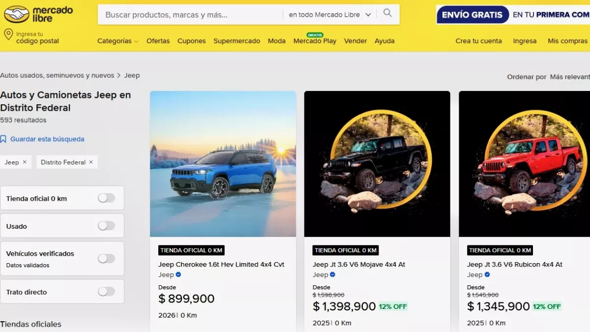 Stellantis lanza tiendas oficiales de Jeep, Dodge y RAM en Mercado Libre México