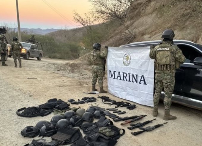 Fuerzas de seguridad desmantelan campamento criminal e incautan arsenal en operativo en Sinaloa
